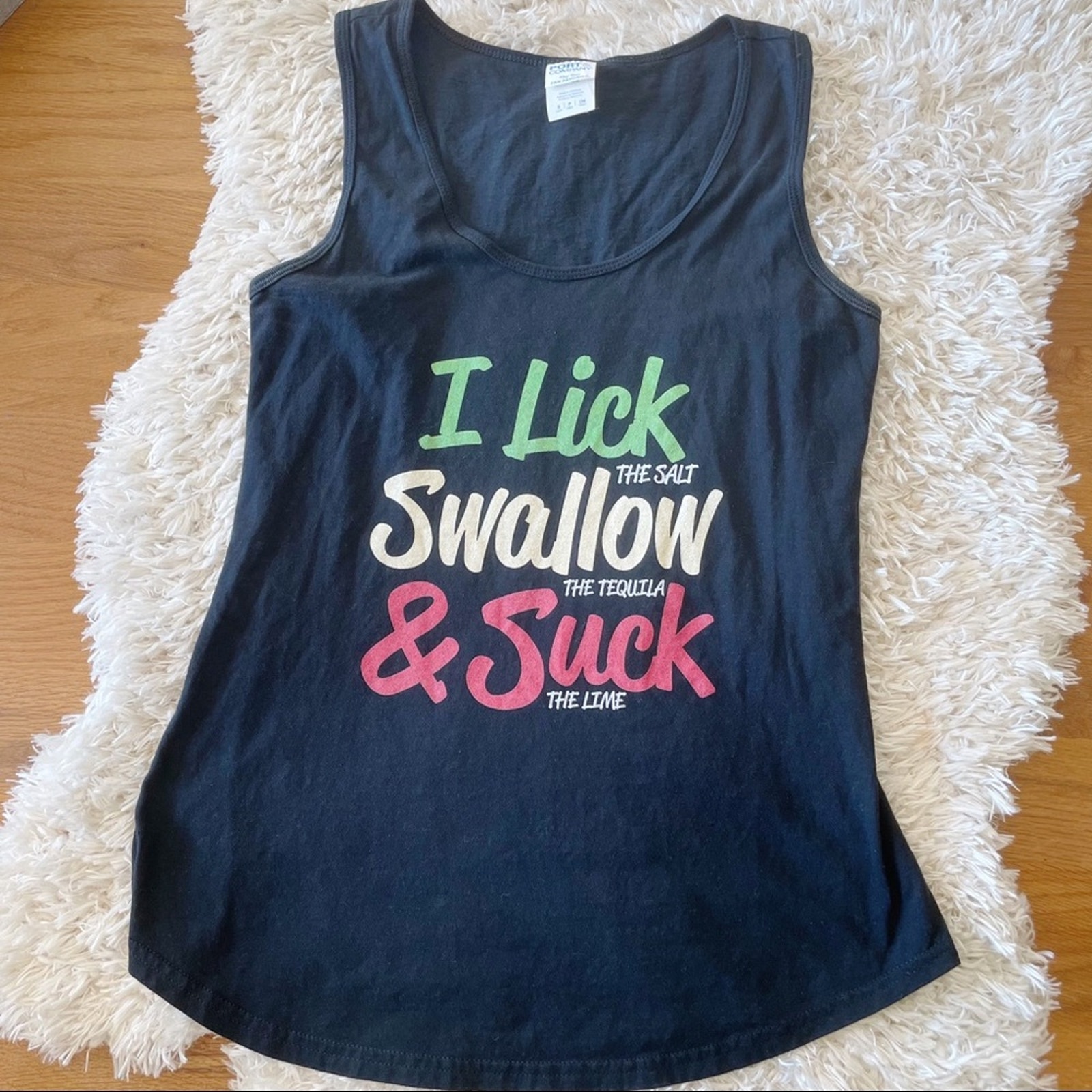 Port & Co Fan Fave Tank Top I Lick Salt Swallow Tequila Suck Lime Womens Small S